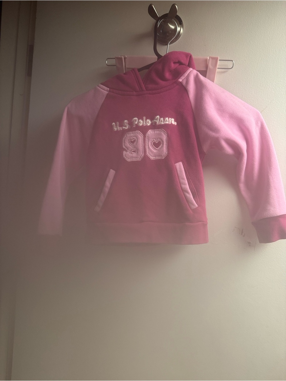 U.S. Polo Assn. Two-Tone Pink Hooded Sweatshirt with Embroidered Logo